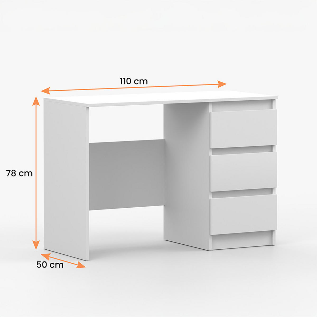 SCHREIBTISCH SOLO, Kinderzimmer, Kinderschreibtisch Kinderzimmertisch 110 cm Weiß/Weiß, grifflos - Weiß, Holzwerkstoff (110/78/50cm) - imoebel24