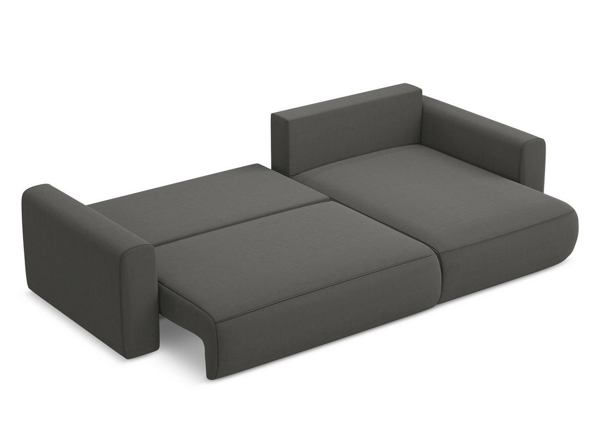 ECKSOFA mit Schlaffunktion Samt Stoff Grau - Dunkelgrau/Schwarz, Kunststoff/Textil (278/149cm) - Makamii
