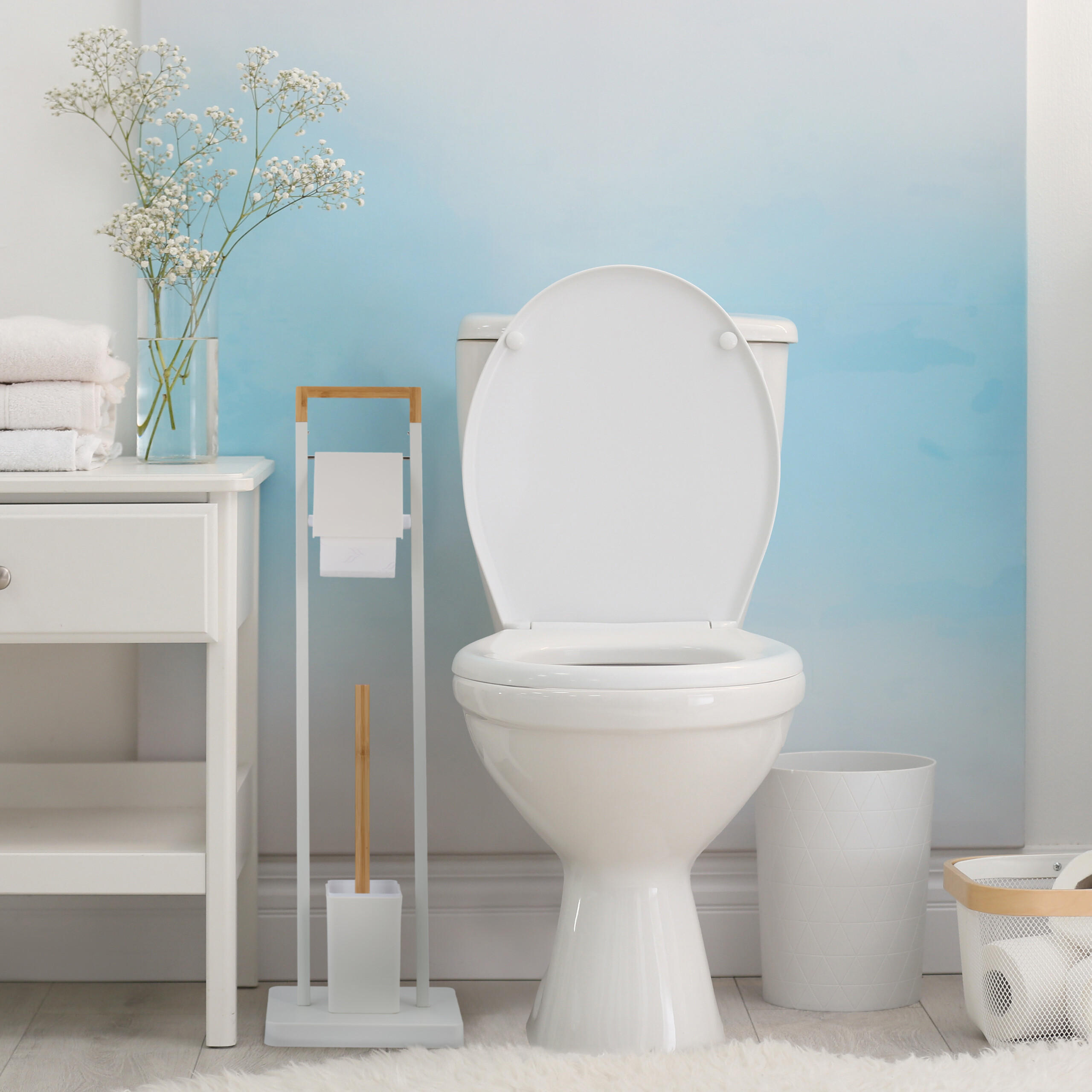 WC-GARNITUR - Weiß, Holz/Kunststoff (23/77/18cm) - Relaxdays