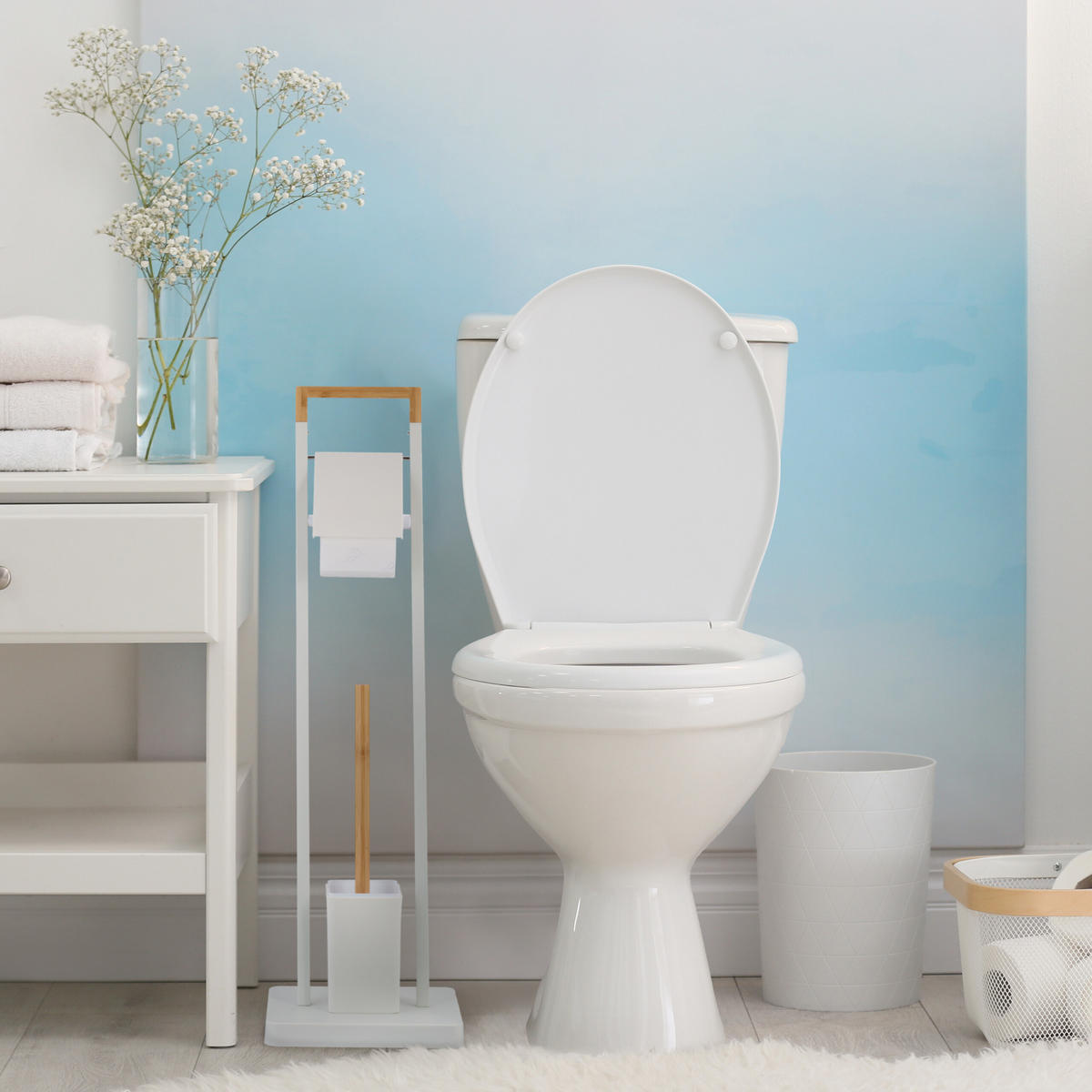 WC-GARNITUR - Weiß, Holz/Kunststoff (23/77/18cm) - Relaxdays