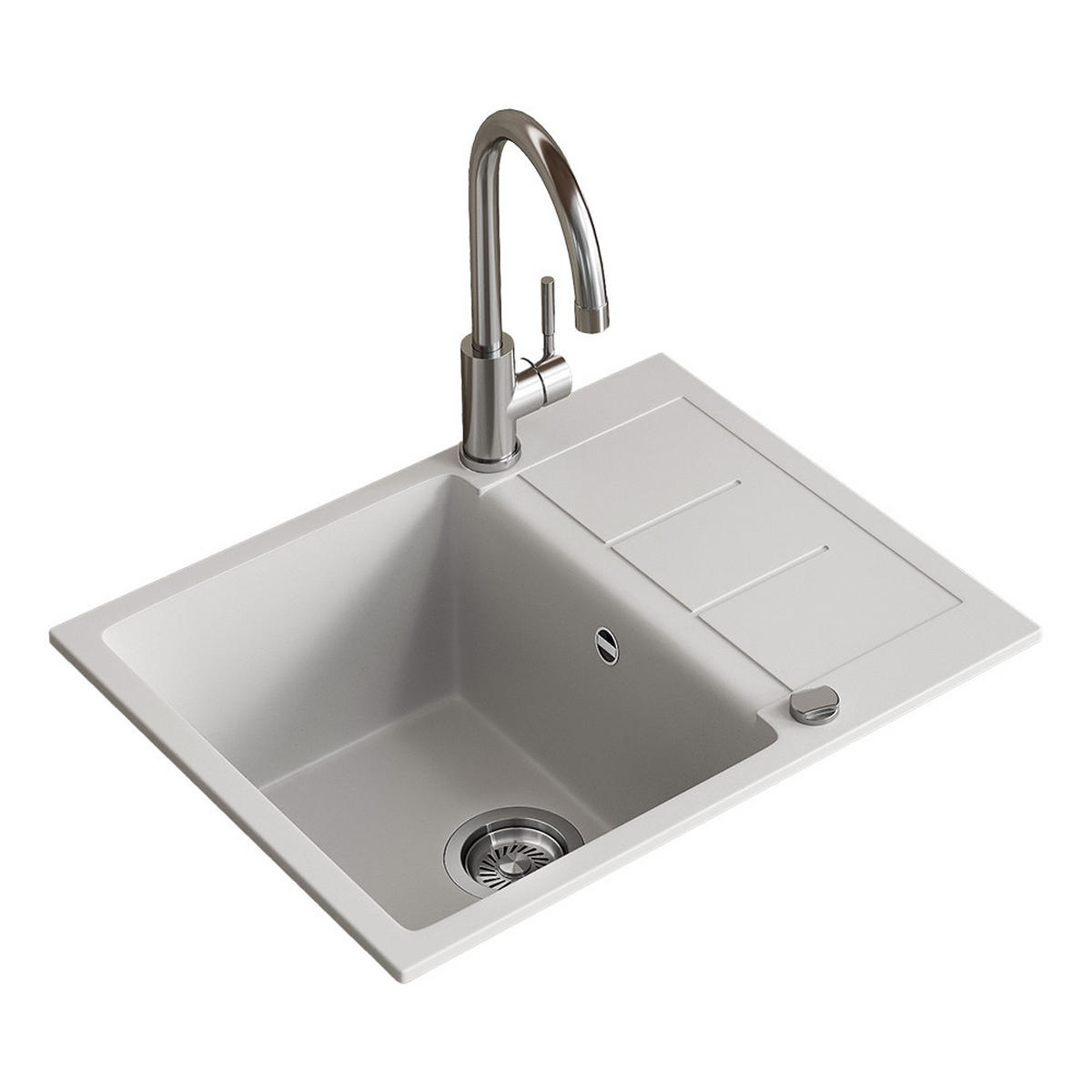 SPÜLBECKEN Rom Weiß 62 x 50 cm - Weiß, Keramik (62/20/50cm) - Bergstroem