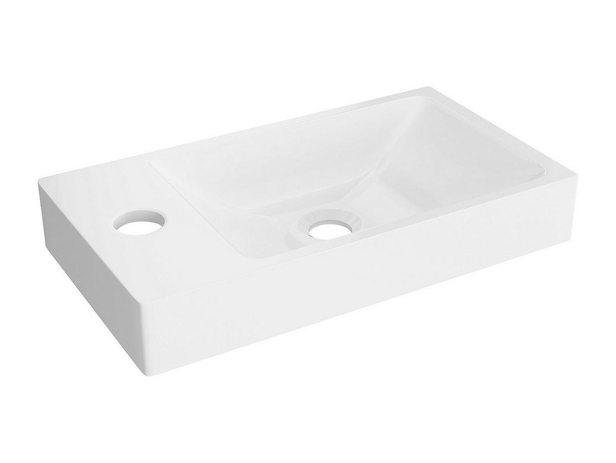 EINBAUWASCHBECKEN - 40 cm x 22 cm - Harz - Weiß - SARPOSA - Weiß, Kunststoff (40/6/22cm) - Vente-Unique