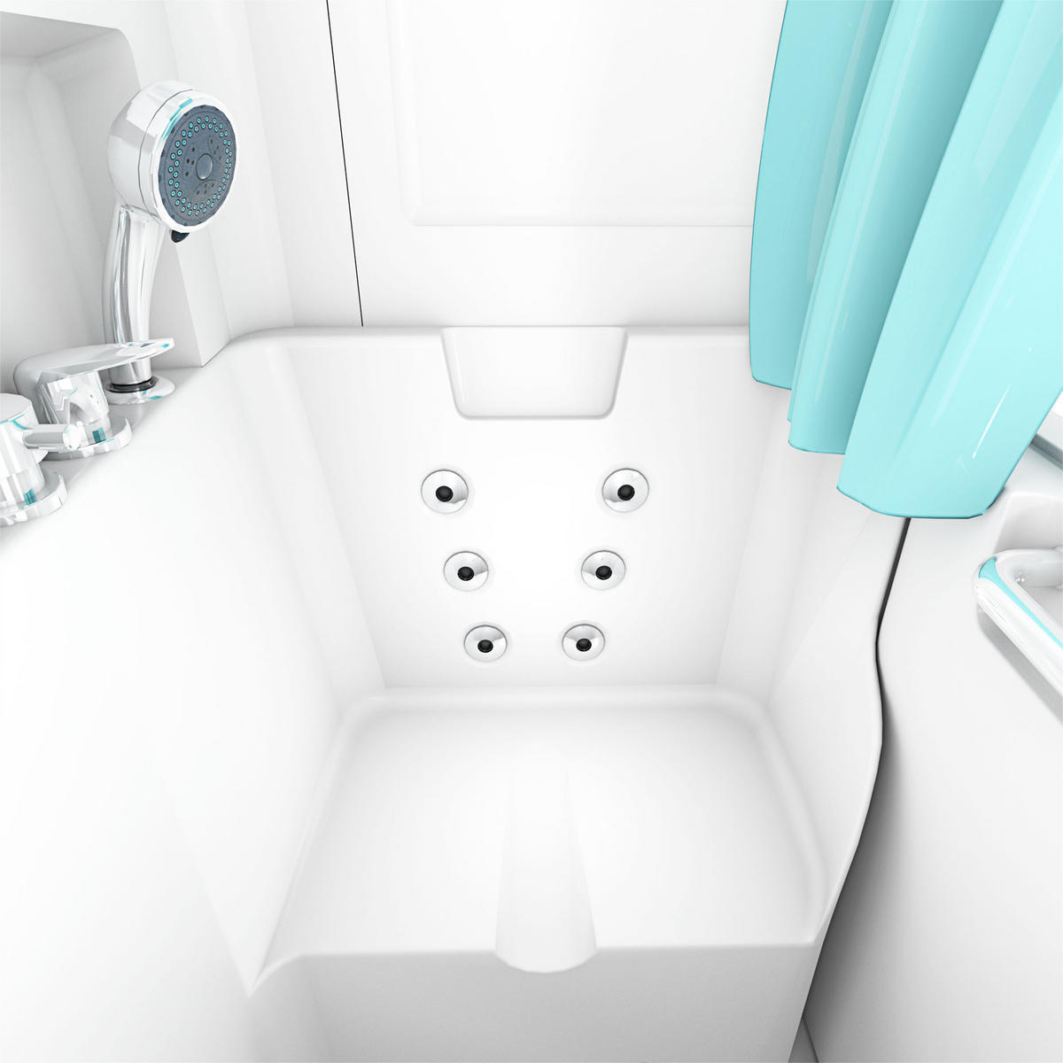 SENIORENDUSCHE Wanne Whirlpool S02D-WP-A-R 78x100x205cm - Weiß, Glas/Kunststoff (78/100/205cm) - AcquaVapore by Sandra Jentho