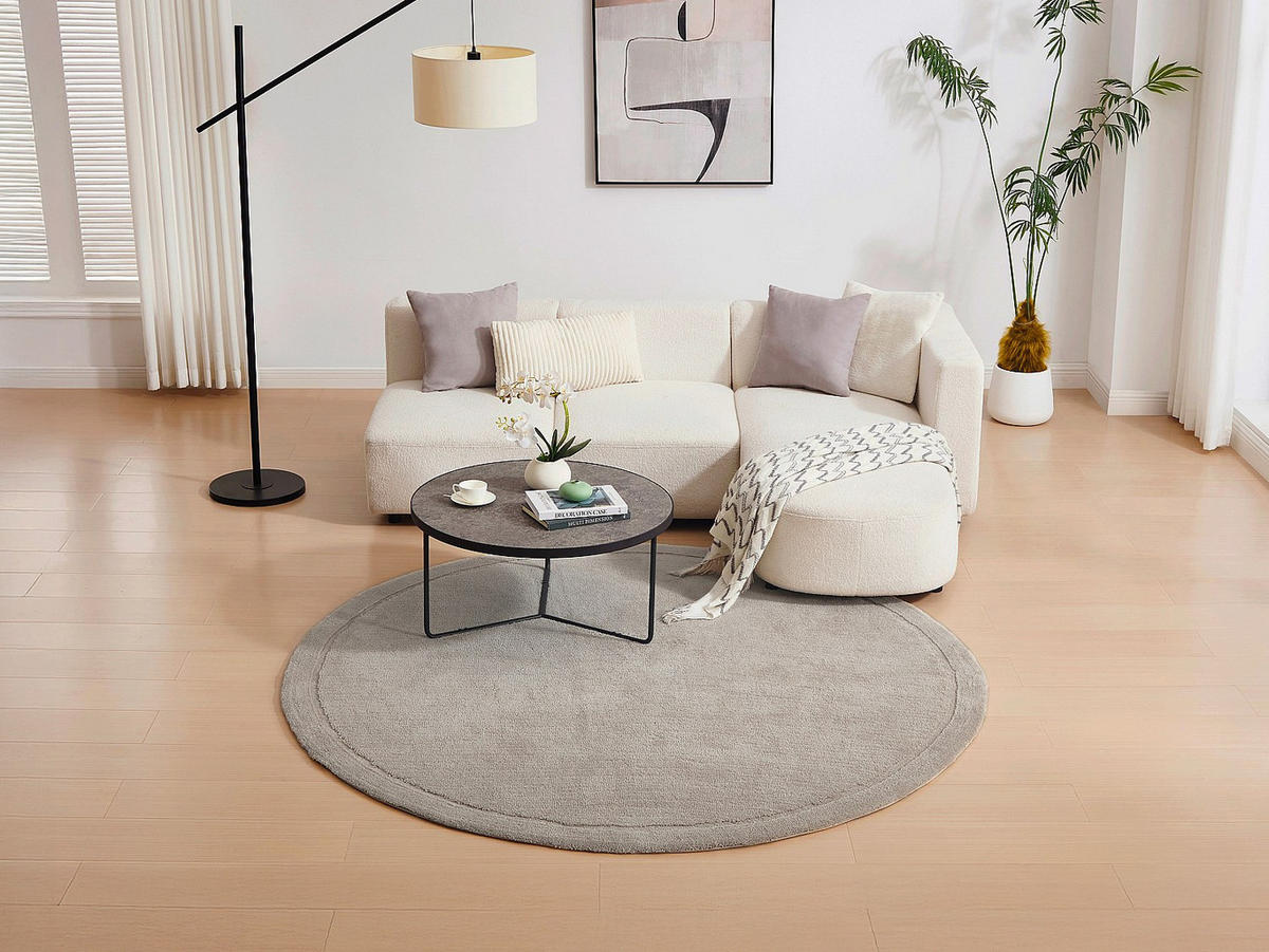 WOHNZIMMERTEPPICH - 200 cm x 200 cm - Stoff - Taupe - VELINA - Taupe, Textil (200/200cm) - Vente-Unique