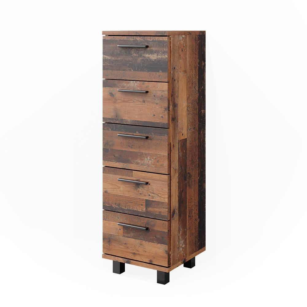 MIDISCHRANK Ilias Eiche rustikal 30 x 95 cm mit 5 Schubladen - Wildeiche, Holzwerkstoff (30/95/30cm) - Vicco