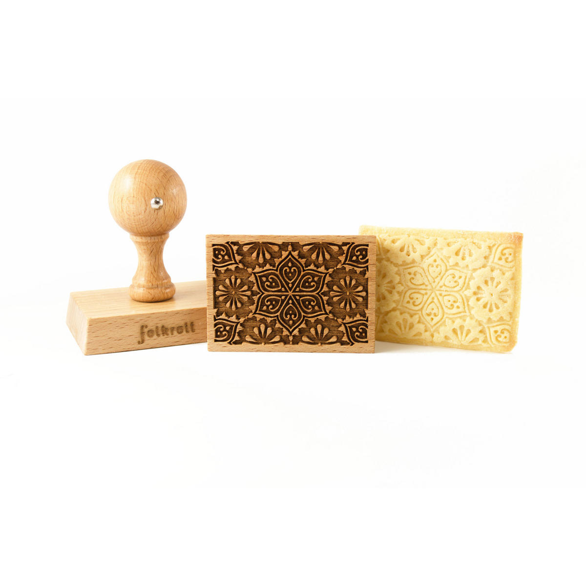 KEKSSTEMPEL Blumen Mandala, 70x50 mm, Buchenholz - Braun, Holz (7/7/5cm) - Folkroll