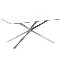 ESSTISCH 160/90/75 cm Silberfarben, Transparent Rechteckig Cora - Silberfarben, Glas (160/90/75cm) - Beliani