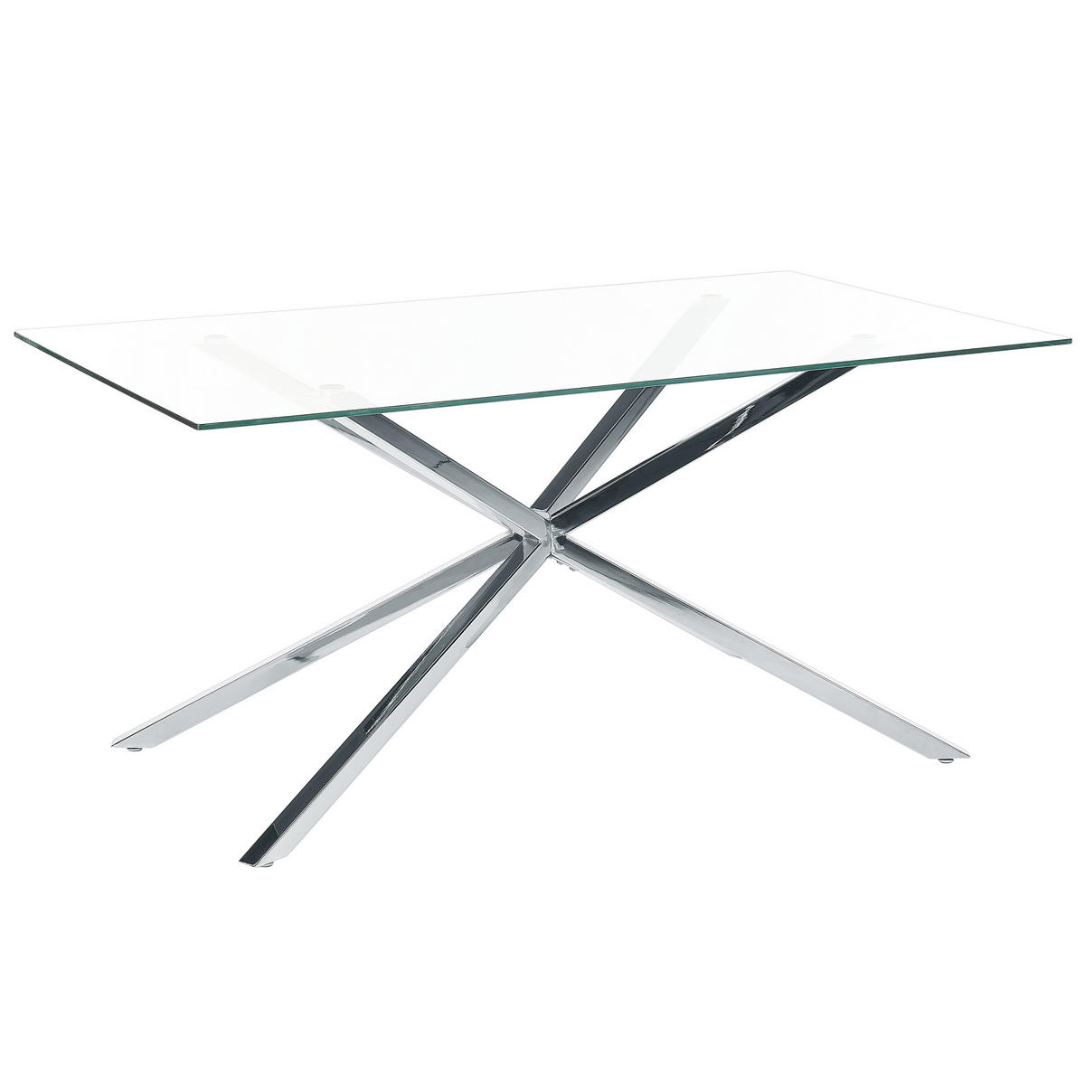 ESSTISCH 160/90/75 cm Silberfarben, Transparent Rechteckig Cora - Silberfarben, Glas (160/90/75cm) - Beliani