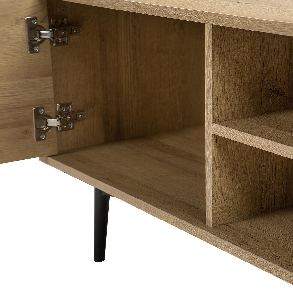 TV-MÖBEL Hellbraun, Weiß TORVI 40/160/50 cm - Hellbraun, Holzwerkstoff (160/50/40cm) - Beliani