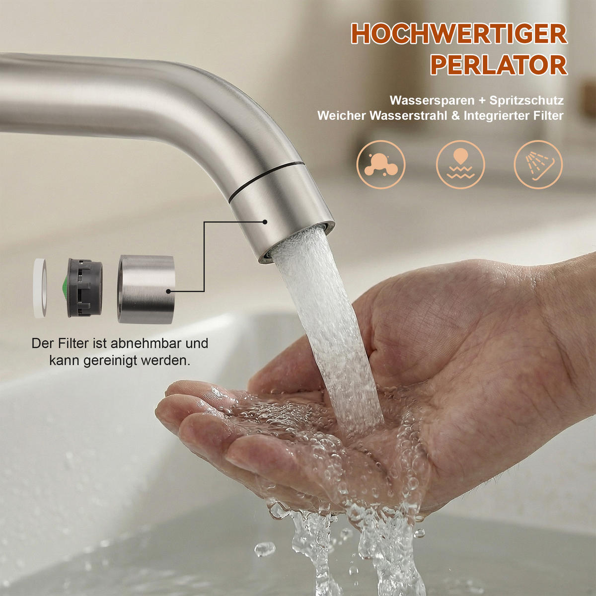 WASCHBECKENARMATUR Chrom Einhebel Warm-Kalt Mischhahn - Silberfarben, Metall (21/7.5/26.5cm) - SHOPENTRA
