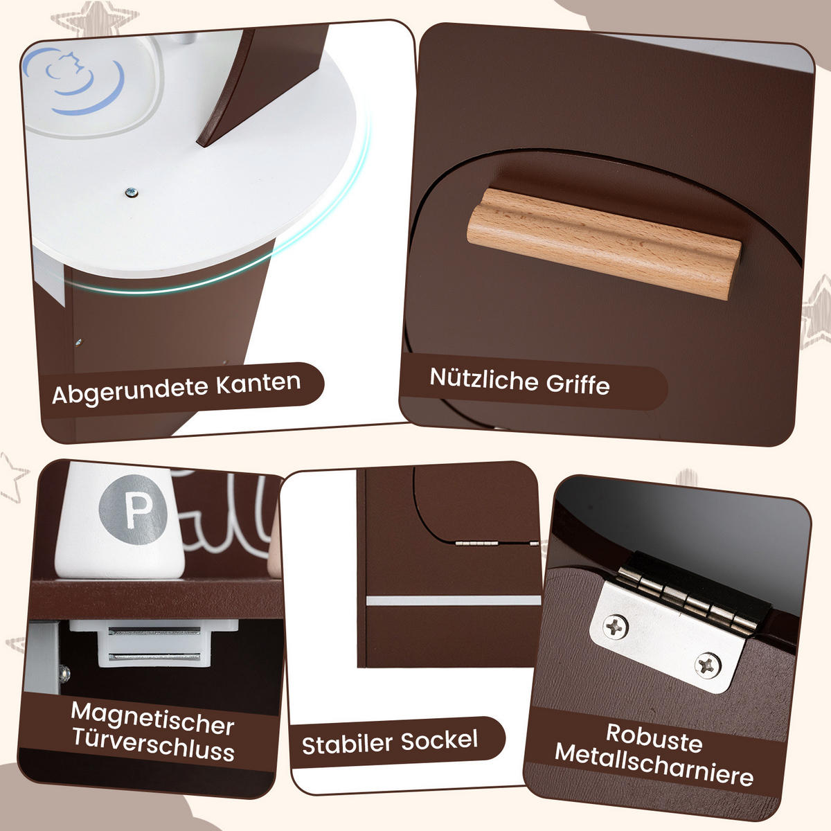 ECK-SPIELKÜCHE Braun - Braun, Holzwerkstoff (30/95/105cm) - COSTWAY