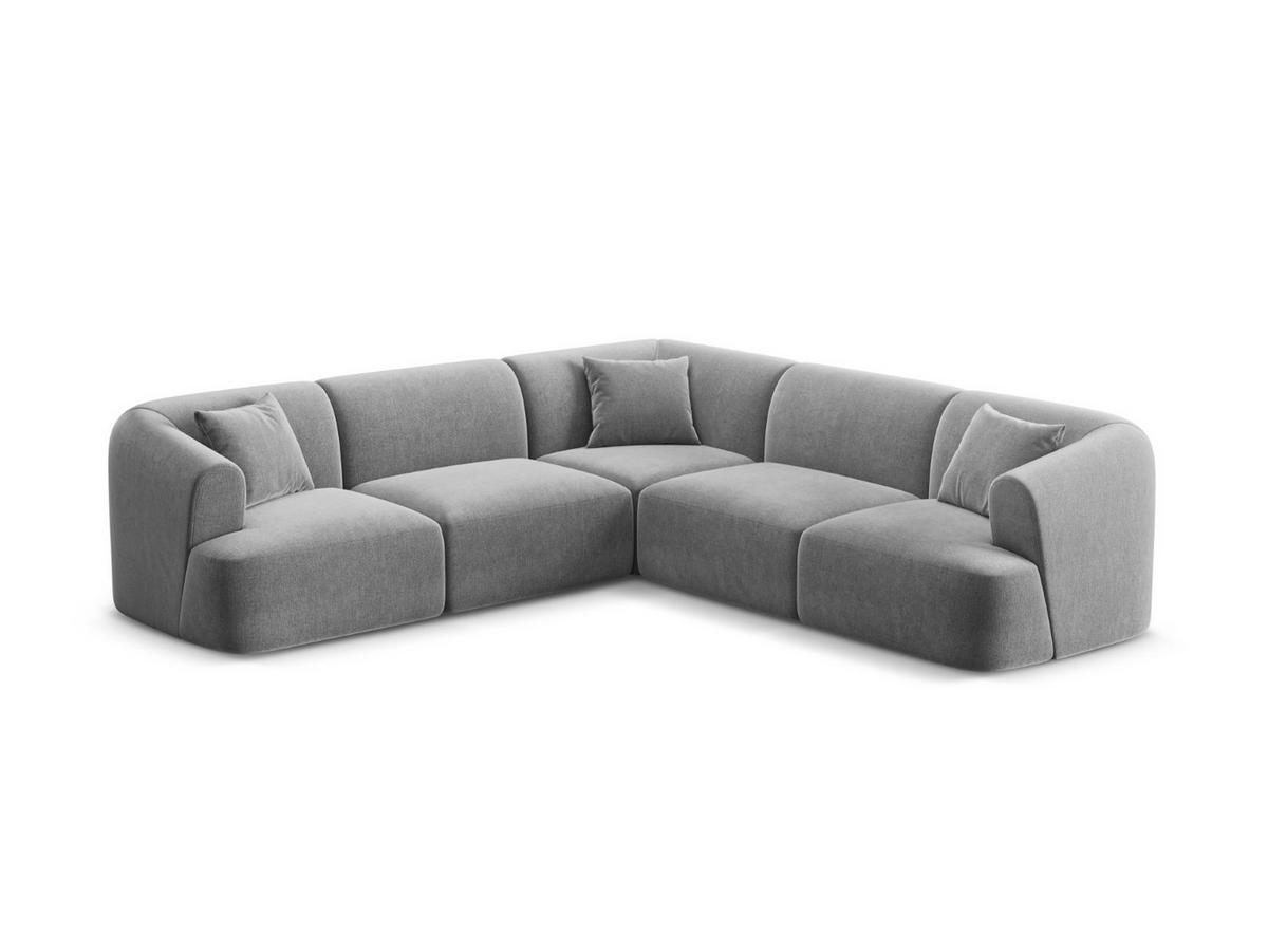SYMMETRISCHES-MODULARES-ECKSOFA Campi aus Samt grau 6 Sitzplätze - Grau, Textil (255/255cm) - Cosmopolitan Design