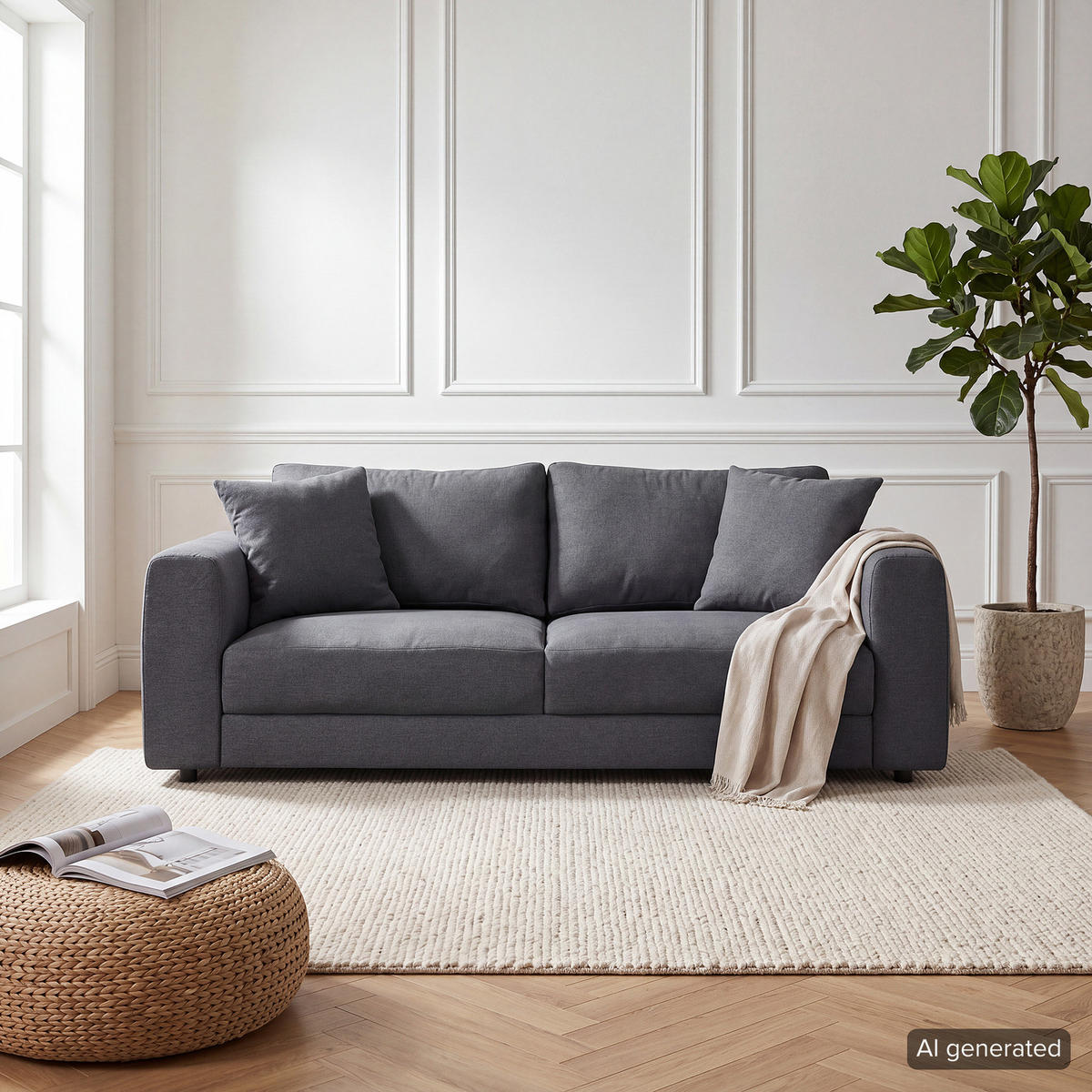 2,5-SITZER SOFA - Schwarz/Grau, Holz/Kunststoff (182/79/106cm) - home24