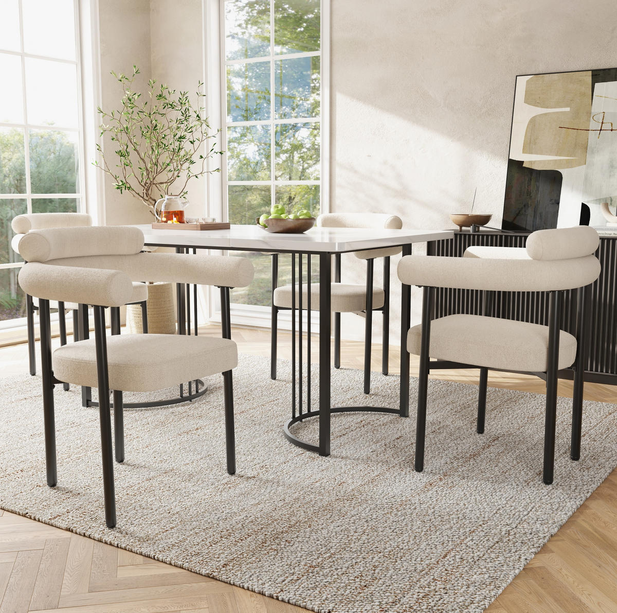 SESSEL ergonomisch ca. 70 x 62 x 84 cm Beige mit Eisenrohrgestell 4er-Set - Beige, Metall (62/84/70.1cm) - Meubliv