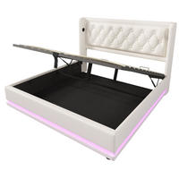 POLSTERBETT 160/200 cm in Weiß mit USB-Typ-C-Ladeanschluss und dreiseitiger LED-Beleuchtung - Weiß, Leder (160/200cm) - Oxeza