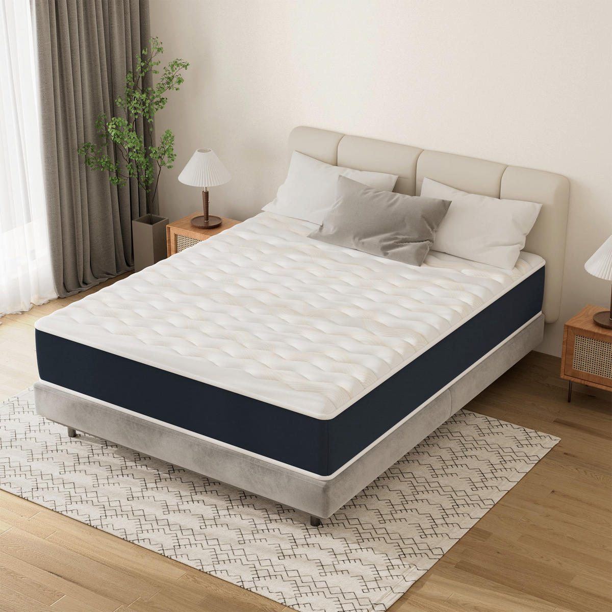 SCHAUMSTOFFMATRATZE 140/200 cm, Höhe ca.: 32 cm, atmungsaktiv, 7-Zonen-Stützung, beidseitig verwendbar - Multicolor, Textil (140/200cm) - DEWINNER