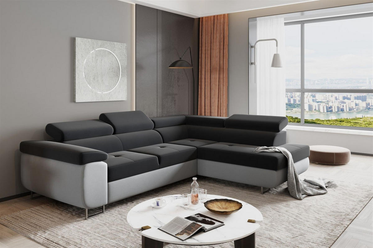 ECKSOFA Jade Mit Schlaffunktion - Grau, Holzwerkstoff/Textil (275/202cm) - Fun Möbel
