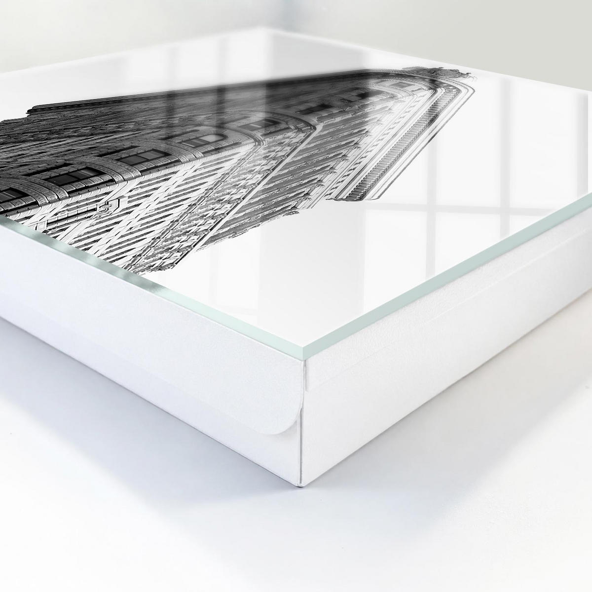 SCHLÜSSELBOX Weiß 30x30 cm – Türöffnung nach rechts - Hohe Architektur - Grau, Metall (30/30/5cm) - TULUP