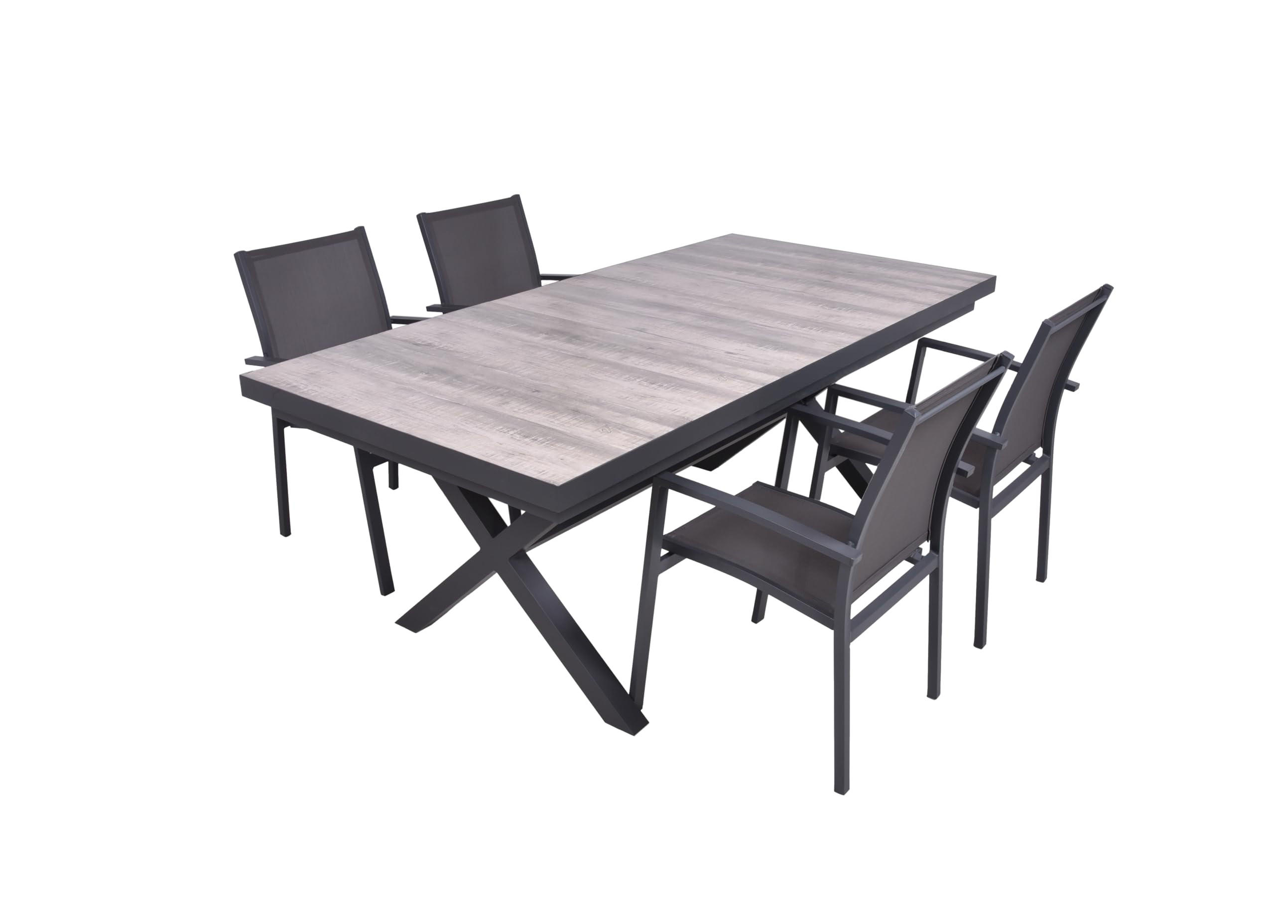 GARTEN-SITZGRUPPE Jana 5-teilig Gartenmöbel-Set - Grau, Metall - DELUKE