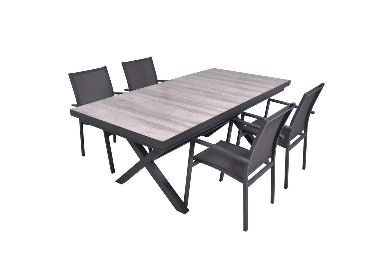 GARTEN-SITZGRUPPE Jana 5-teilig Gartenmöbel-Set - Grau, Metall - DELUKE