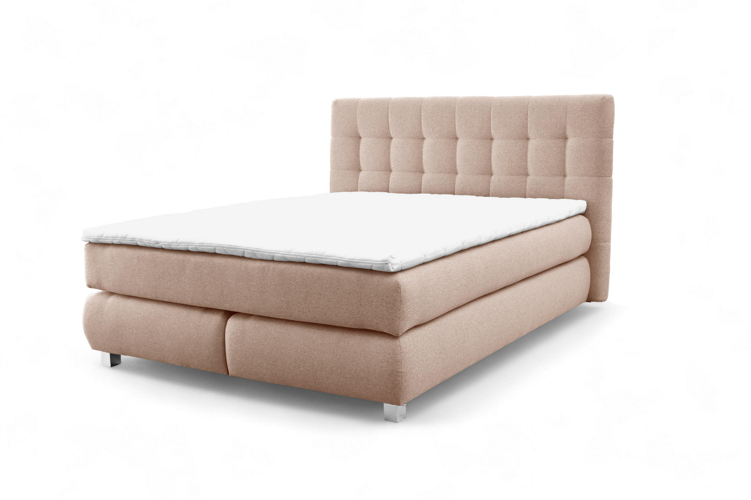 BOXSPRINGBETT Ben mit Pocketmatratze und Bonellmatratze inkl. Topper - Beige, Textil (220/200cm) - AN-Moebel 4u