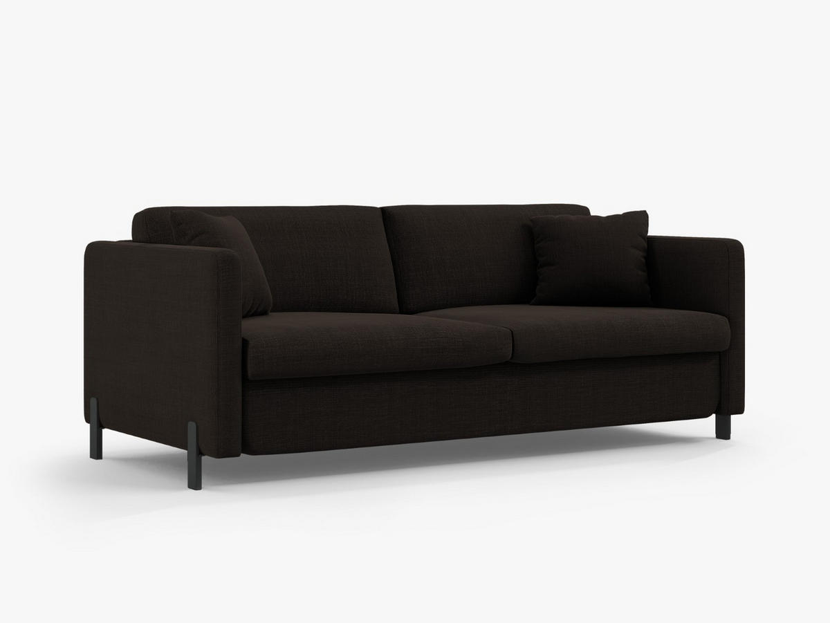 SOFA ausklappbar Gloria aus strukturiertem Stoff dunkelgrau 3 Sitzplätze - Dunkelgrau, Textil (102/80/202cm) - Micadoni