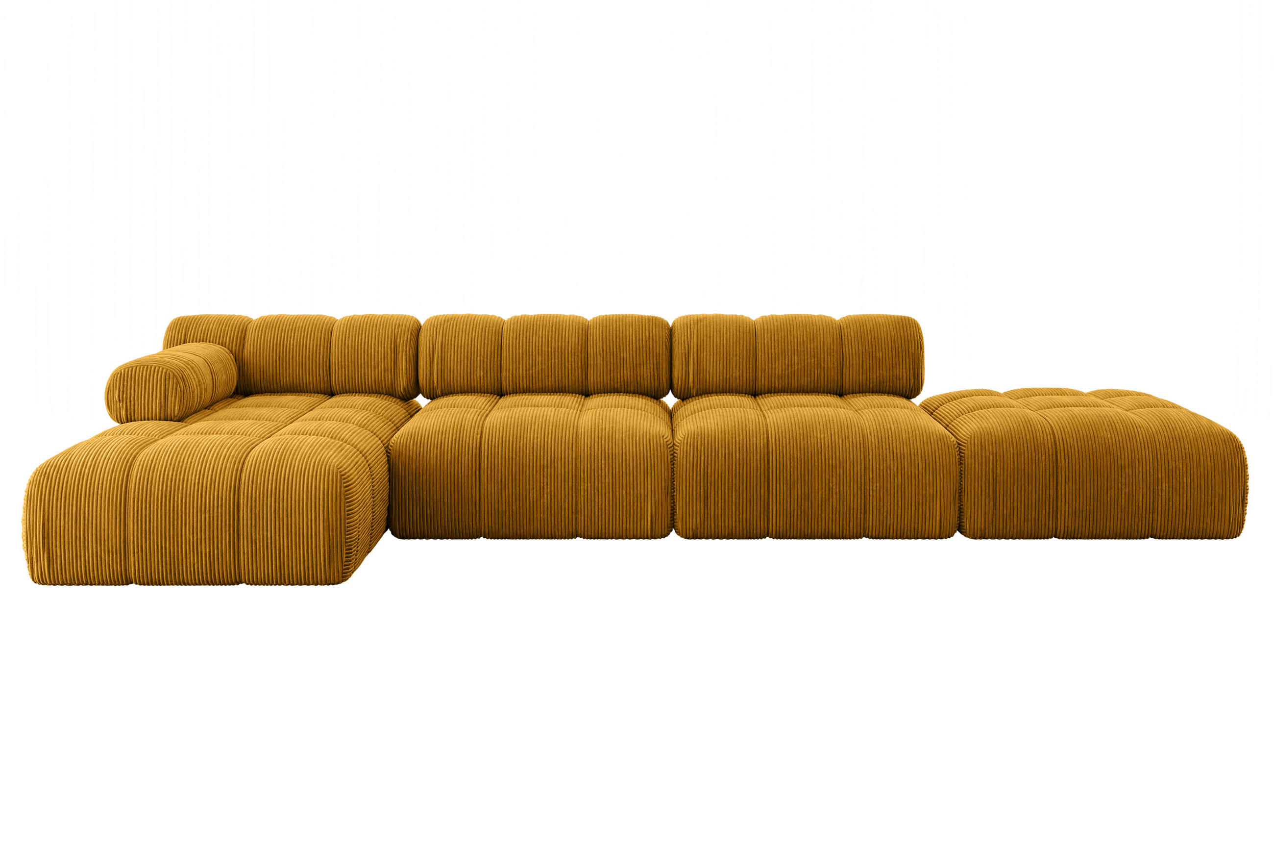 ECKSOFA modulares Sofa Lizur-L2 - 380x160x70 cm Senfgelb Cord - Currygelb, Holzwerkstoff/Textil (380/160cm) - ALTDECOR