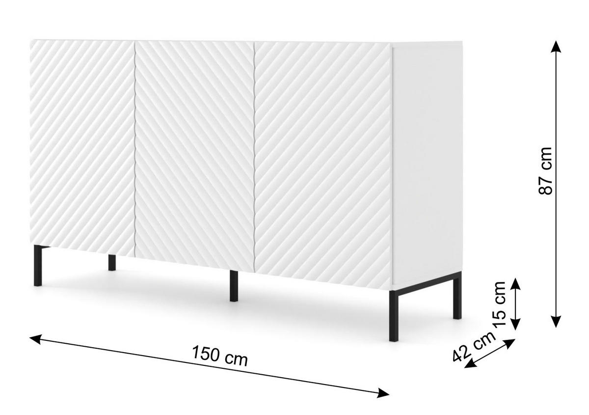KOMMODE Weiß, Schwarz 150/87/42 - Schwarz/Weiß, Holzwerkstoff (150/87/42cm) - RAUMHIRSCH FURNITURE