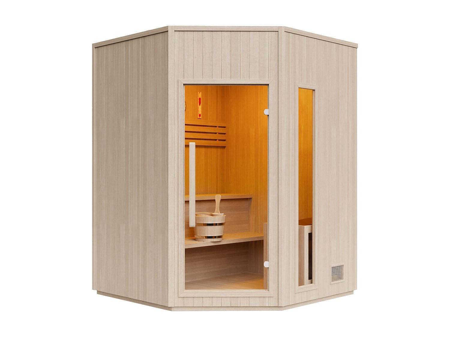 FINNISCHE Sauna - 6 Personen - Holz, Platte - Naturfarben Hell - - Naturfarben, Holz (180/210/180cm) - Vente-Unique