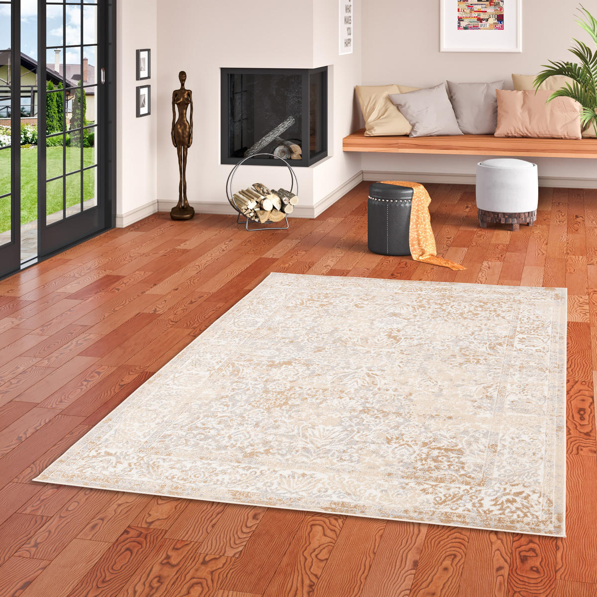 DESIGNER TEPPICH TAWIRA VINTAGE BORDÜRE - Beige, Textil (80/150cm) - Pergamon