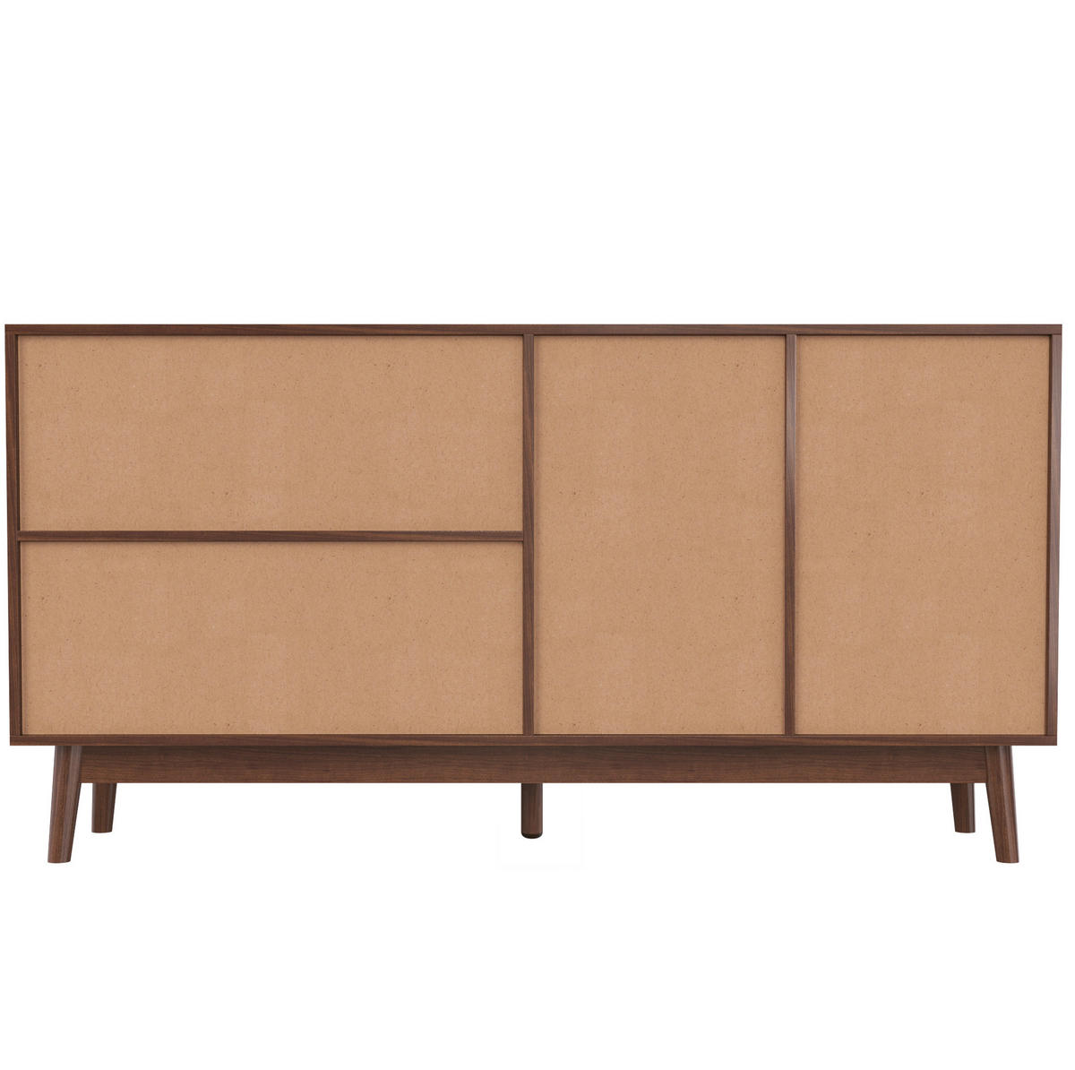 SIDEBOARD 155/38/80 cm dunkles Holz aus MDF mit Rattan-Schiebetüren - Nussbaumfarben, Holzwerkstoff (155/80/38cm) - OKWISH