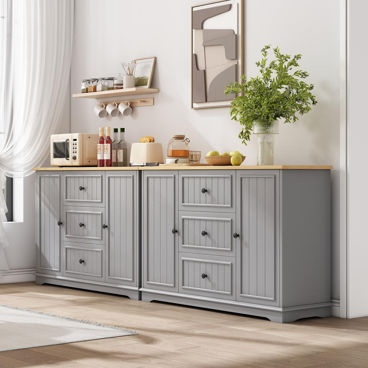 SIDEBOARD mit 3 Schubladen 126 x 40 x 86 cm MDF Grau - Grau, Holzwerkstoff (126/86/40cm) - Meubliv