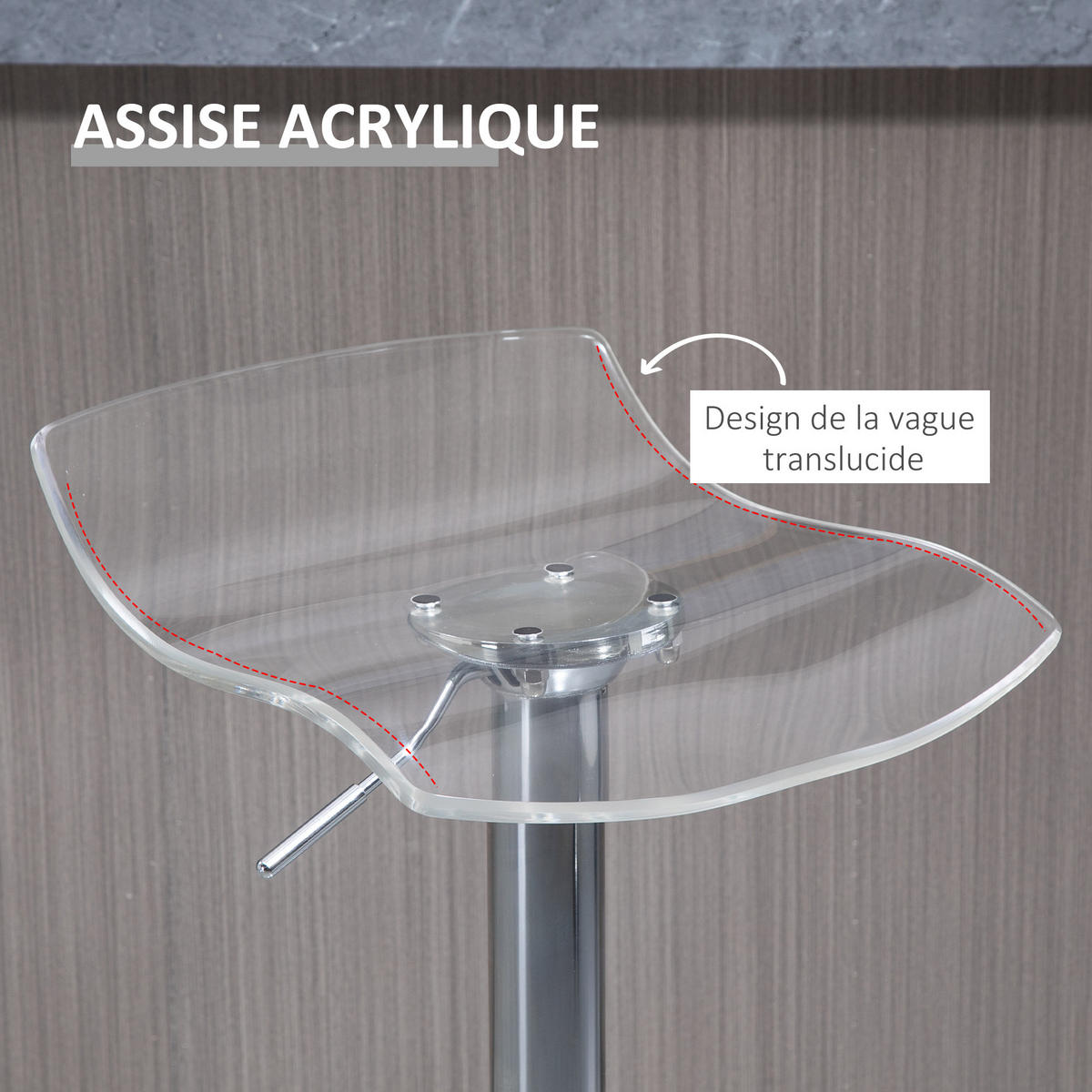 BARHOCKER 2er-Set DE-14697 höhenverstellbar mit Fußstütze Transparent - Transparent, Metall (39/87/39cm) - ComfortXL