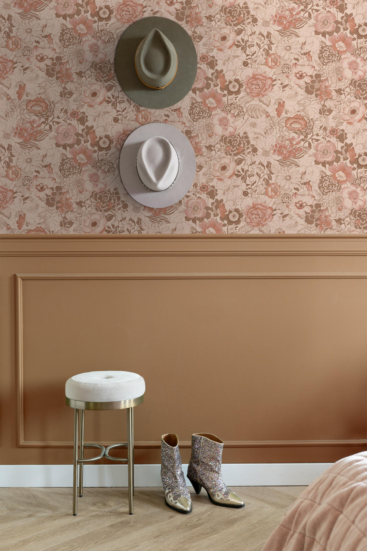 TAPETE Blumenmuster 53 cm x 10.05 m - Terracotta, Papier (53/1000cm) - ESTAhome