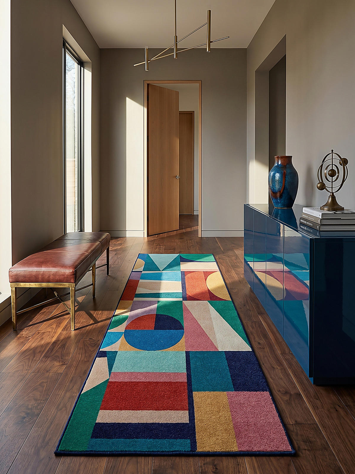TEPPICH aus Wolle DAHLIA in Bunt, geometrisch, Florhöhe 8 mm, 80 x 300 cm - Multicolor, Textil (80/300cm) - KADIMA DESIGN