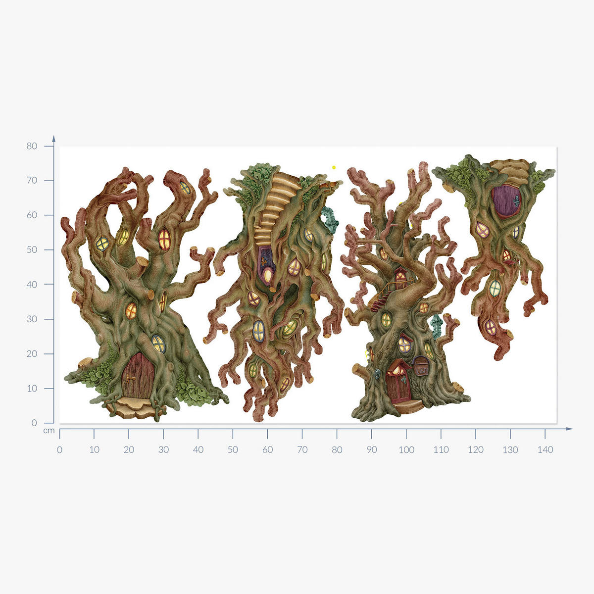 WANDAUFKLEBER 80x143cm - Waldhäuser - Multicolor, Kunststoff (80/143/0.1cm) - Wallfluent