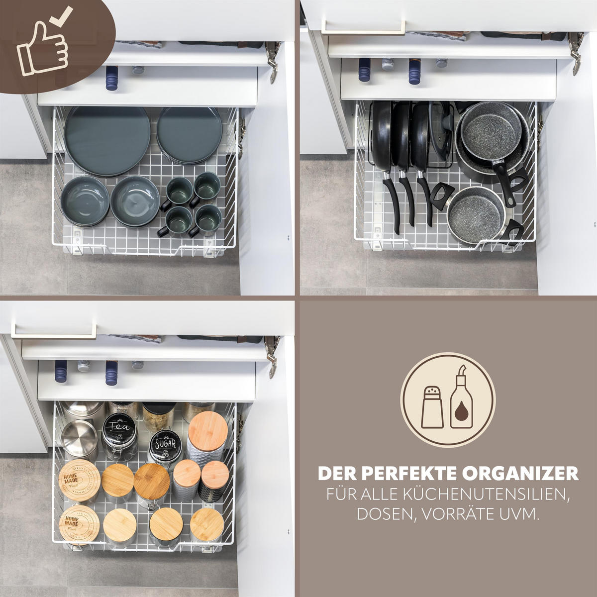 SCHRANK-KORBAUSZUG, weiß, Metall - Weiß, Metall (50/23/50.5cm) - bremermann