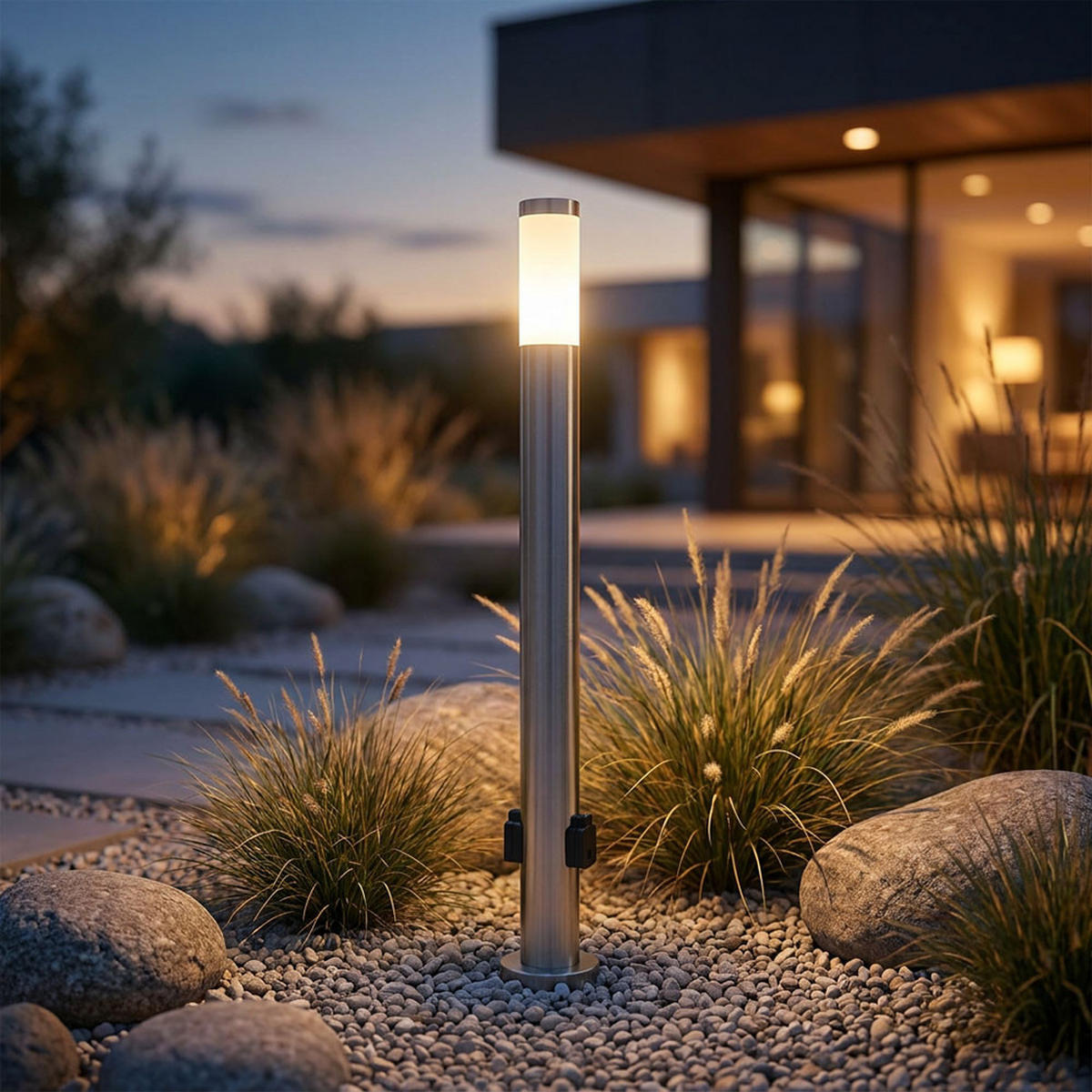 LED STEHLEUCHTE Edelstahl Silber 2er Set - Silberfarben, Metall (12.7/12.7/110cm) - Globo Lighting