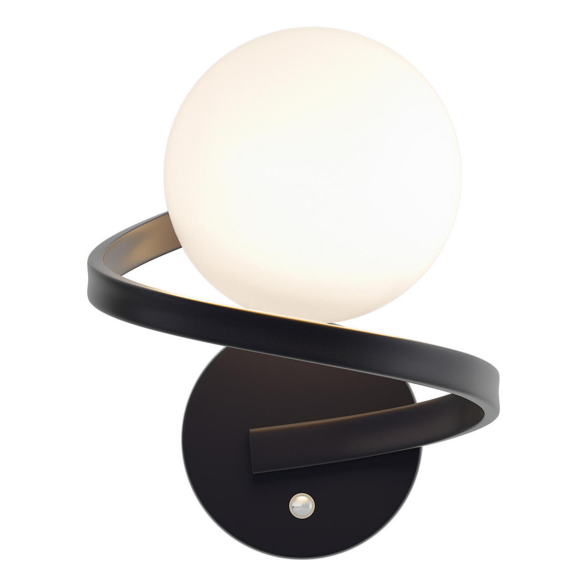 AKKU-WANDLEUCHTE - 1-flammig - 3-Stufen-Dimmer - Schwarz/Weiß, Glas/Metall (18/20/20cm) - home24