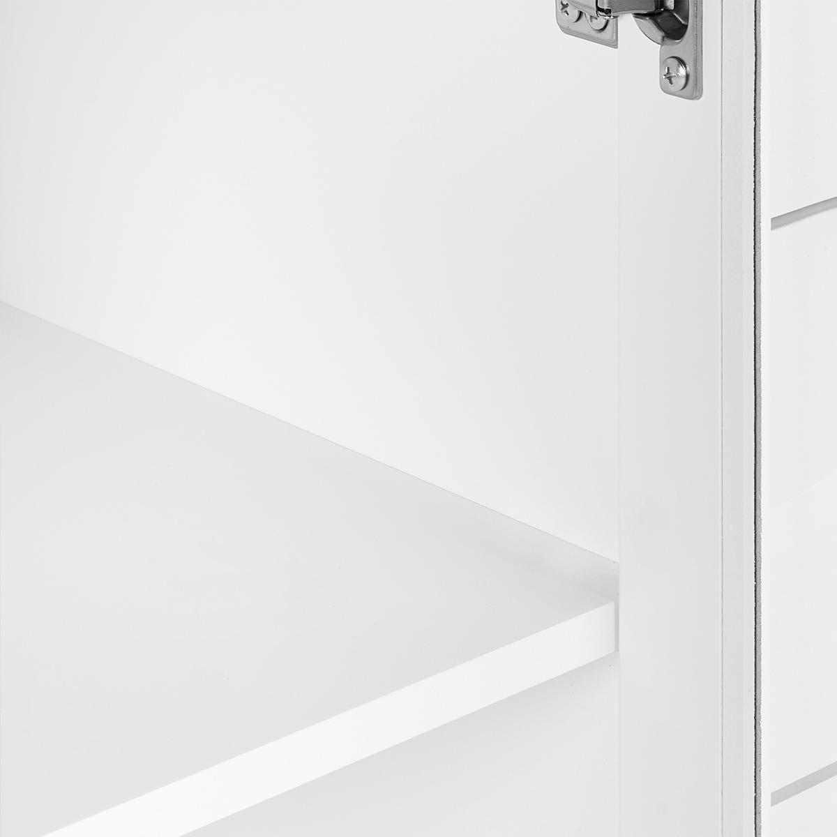 SIDEBOARD mit Glastüren 160 cm Weiß Milora - Weiß, Holzwerkstoff (160/80/40cm) - Beliani