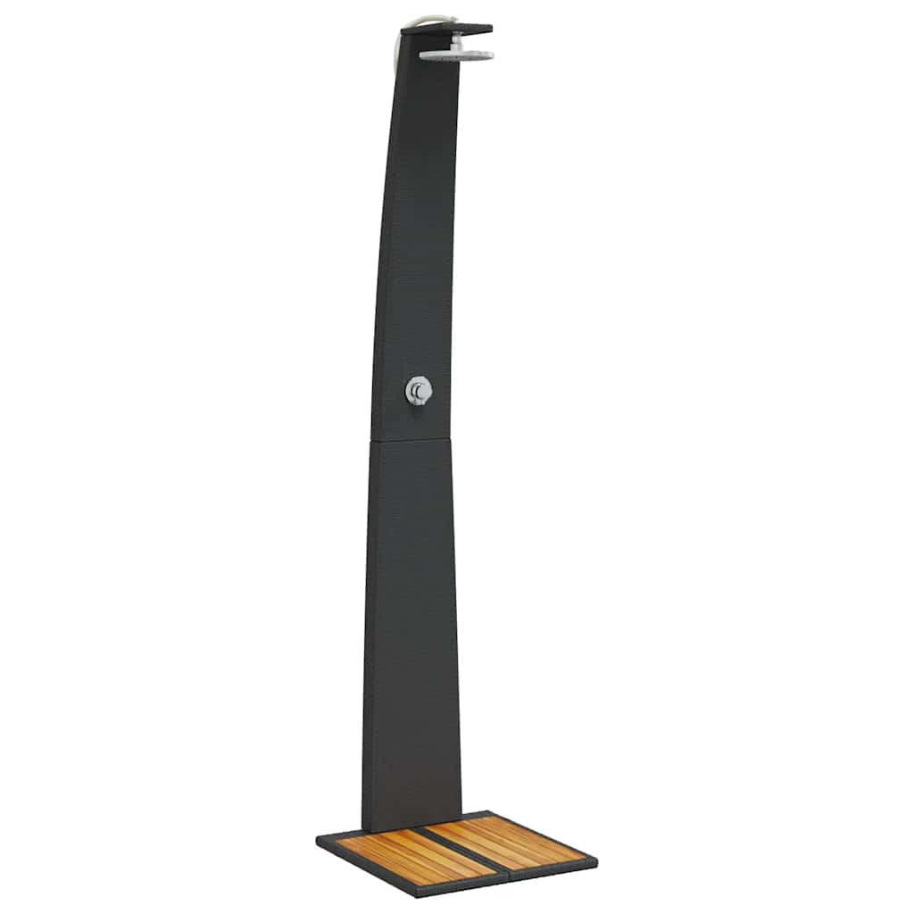 GARTENDUSCHE Schwarz 55/60/224 Cm Poly Rattan Und Akazienholz - Schwarz, Holz (55/224/60cm) - vidaXL