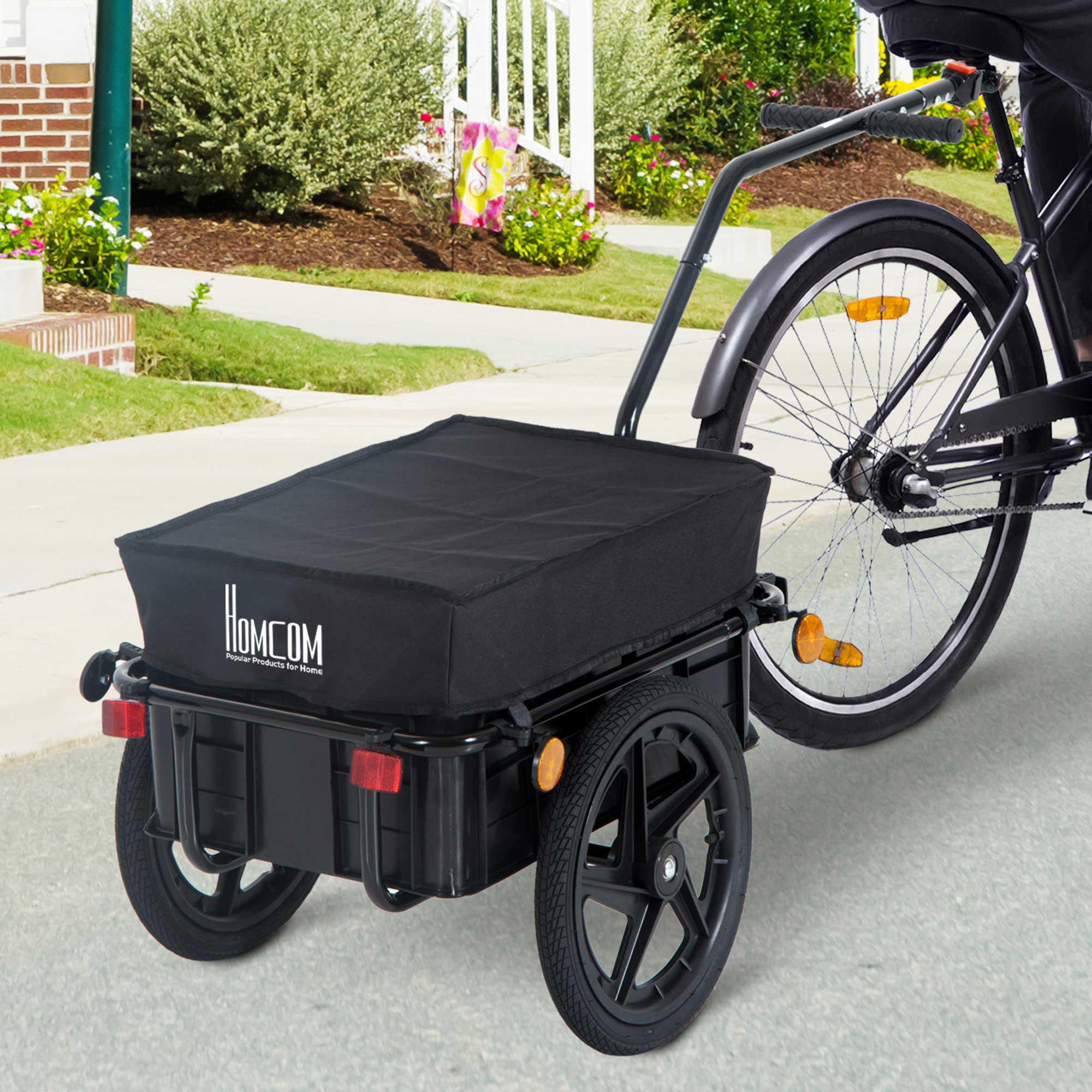 FAHRRADANHÄNGER, PP, Schwarz, 144L x 59B x 80H cm - Schwarz, Metall (59/80/144cm) - HOMCOM