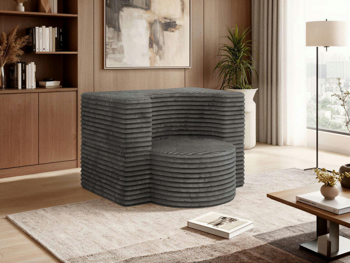 1-SITZER BODENSOFA SANOA - Grau Cord - Grau, Textil (100/68/96cm) - MKS