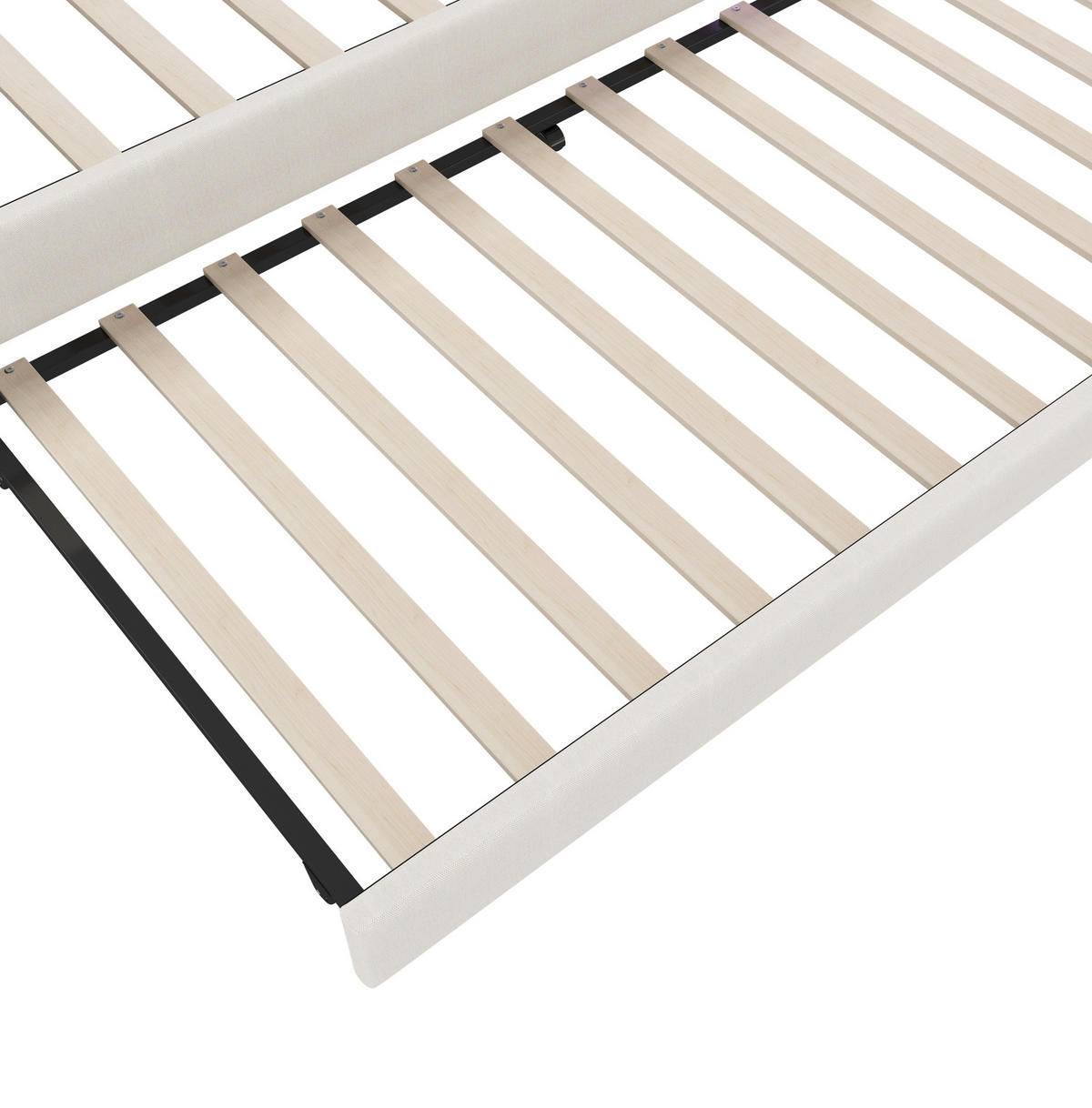 BETT 140/200 cm Beige aus Leinen und MDF mit LED-Lichtleiste und USB/Typ C - Beige, Textil (140/200cm) - OKMYHOME