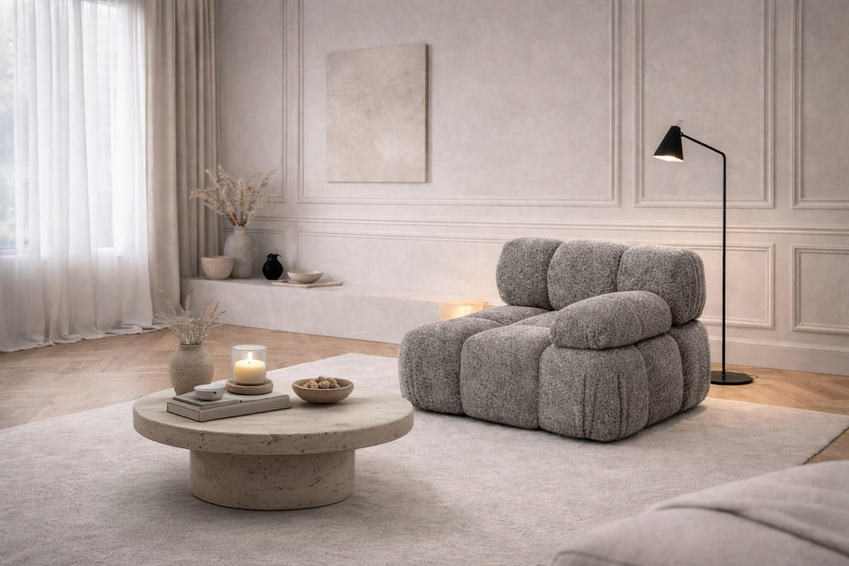 MODUL Seitlich, Für Modulares System, Stoff Abriamo, Braun, Rechts, Selia - Braun, Holz (95/70/95cm) - Kaiser Möbel