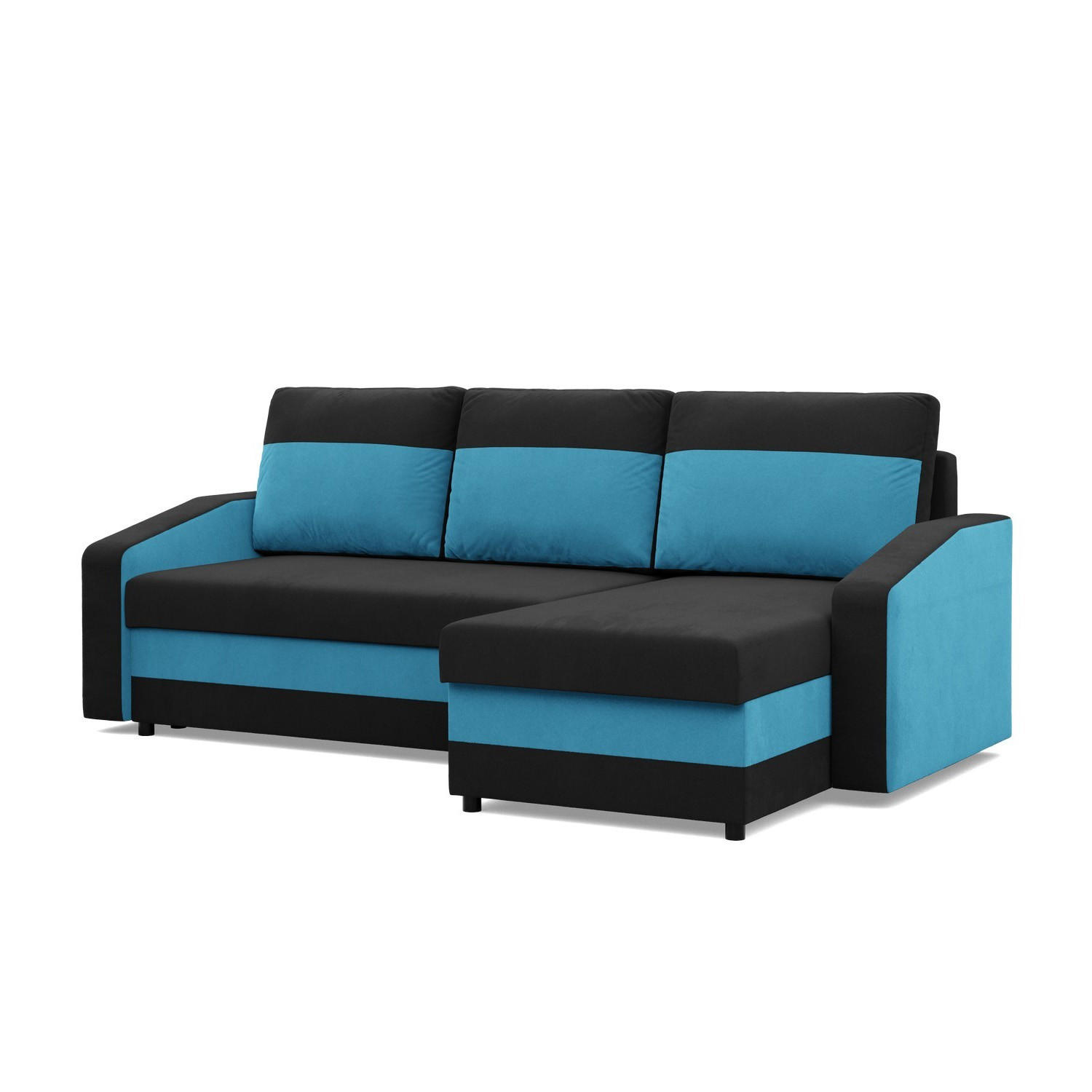 ECKSOFA MIT SCHLAFFUNKTION ORION, Schwarz + Blau - Multicolor, Textil (231/140cm)
