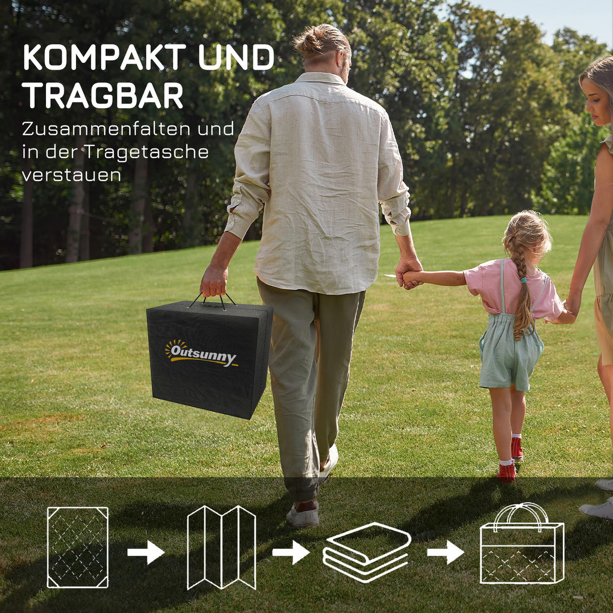 OUTDOOR Teppich robuster Wetterfest Outdoorteppich Carpet mit Netzmuster - Grau, Kunststoff (182/274cm) - Outsunny