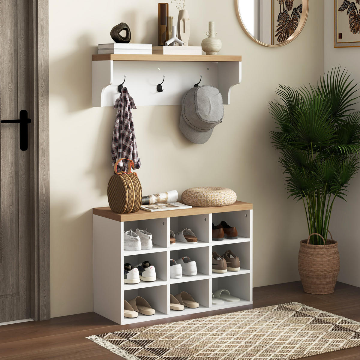 GARDEROBE DE-16795 Weiß & Eiche - Weiß, Holzwerkstoff (30/50/75cm) - ComfortXL
