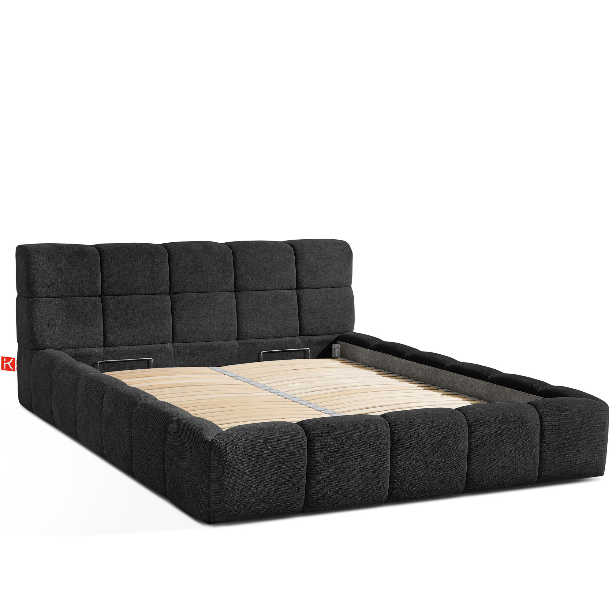 POLSTERBETT AERI 140/160/180/200 mit Rahmen und Bettkasten, anthrazit - Anthrazit, Holz/Holzwerkstoff (160/200cm) - KONSIMO®