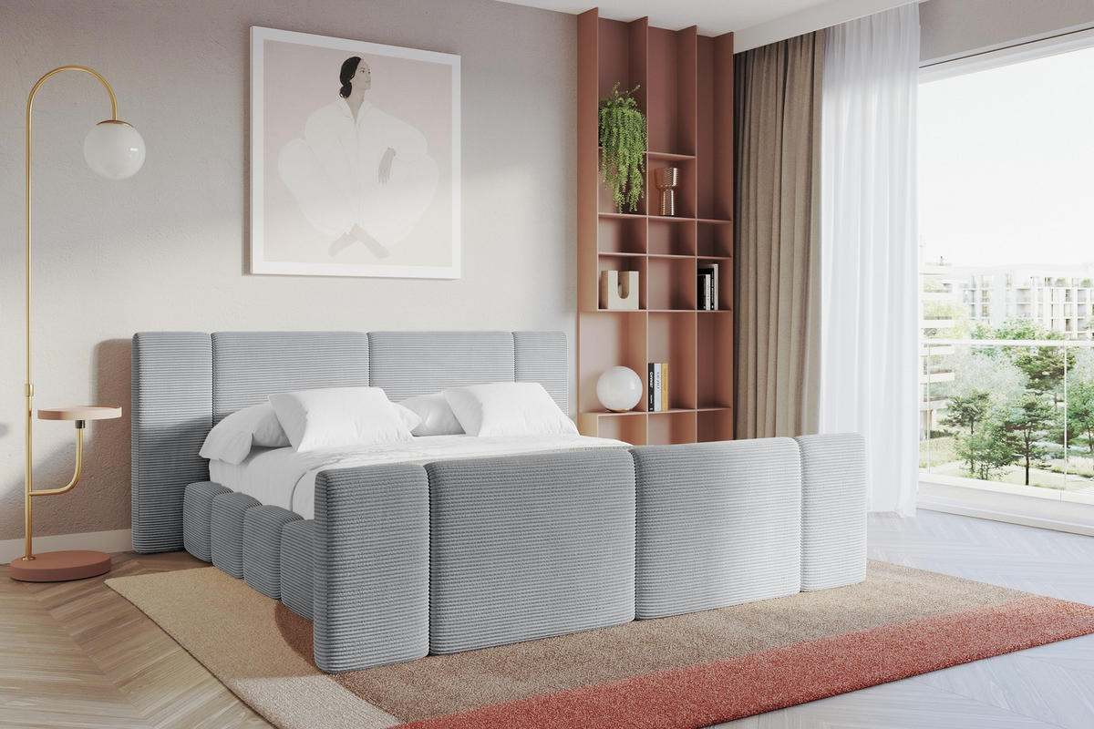 POLSTERBETT mit Bettkasten, Fußteil und Lattenrost, Bett mit Matratze H3/H4 - NILO-Z 200x200 Grau - Anthrazit, Holzwerkstoff/Textil (200/200cm) - ALTDECOR